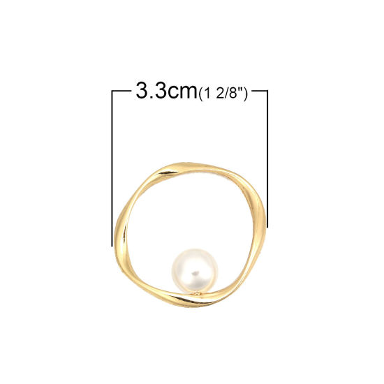 Imagen de Zamak Colgantes Anillo Chapado en Oro Blanco Acrílico Imitación de Perla 33mm x 32mm, 5 Unidades