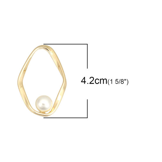 Imagen de Zamak Colgantes Anillo Chapado en Oro Blanco Acrílico Imitación de Perla 42mm x 28mm, 5 Unidades
