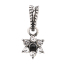 Picture of 5 PCs Zinc Based Alloy Charm Pendant Antique Silver Color Flower Black Rhinestone 20mm x 9mm