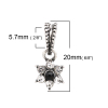Picture of 5 PCs Zinc Based Alloy Charm Pendant Antique Silver Color Flower Black Rhinestone 20mm x 9mm