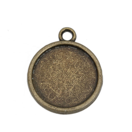 Image de Breloques Supports à Cabochons Alliage de Zinc Rond Bronze Antique Cabochon Rapportable (Convenable à 20mm Dia) 28mm x 23mm, 20 Pcs