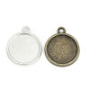 Picture of Zinc Based Alloy Charms Round Silver Tone Cabochon Settings (Fits 20mm Dia.) 28mm x 23mm, 20 PCs
