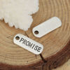 Picture of Zinc Based Alloy Charms Rectangle Antique Silver Color Message " Promise " 21mm( 7/8") x 8mm( 3/8"), 10 PCs
