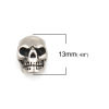 Picture of 316 Stainless Steel Casting End Caps Skull Antique Silver Color 13mm x 12mm, 1 Piece