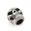 Picture of 316 Stainless Steel Casting End Caps Skull Antique Silver Color 13mm x 12mm, 1 Piece