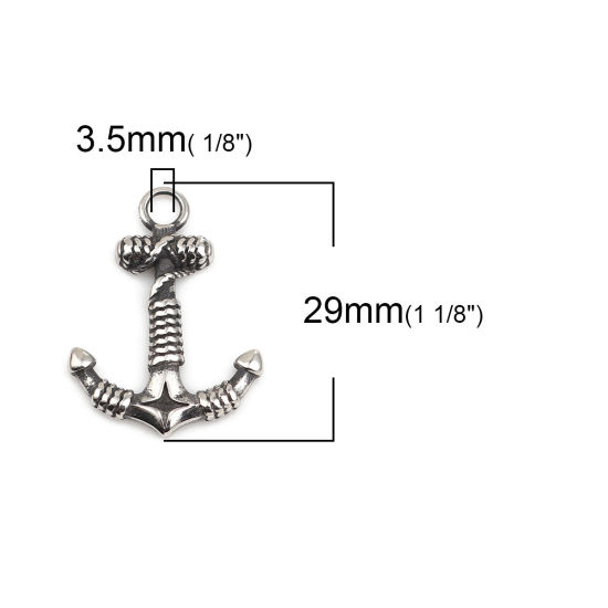 Image de Connecteurs en 316 Acier Inoxydable Coulée Ancre Argent Vieilli 29mm x 21mm, 1 Pièce