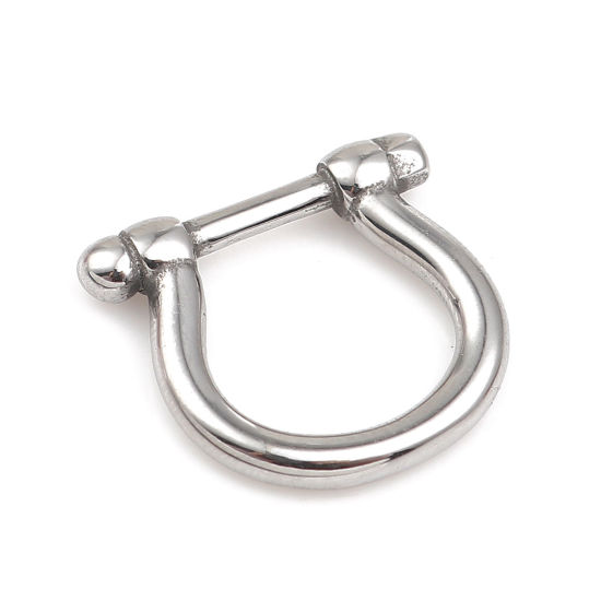 Picture of 316 Stainless Steel Casting Connectors Luck Horseshoe Silver Tone 19mm x 17mm, 1 Piece