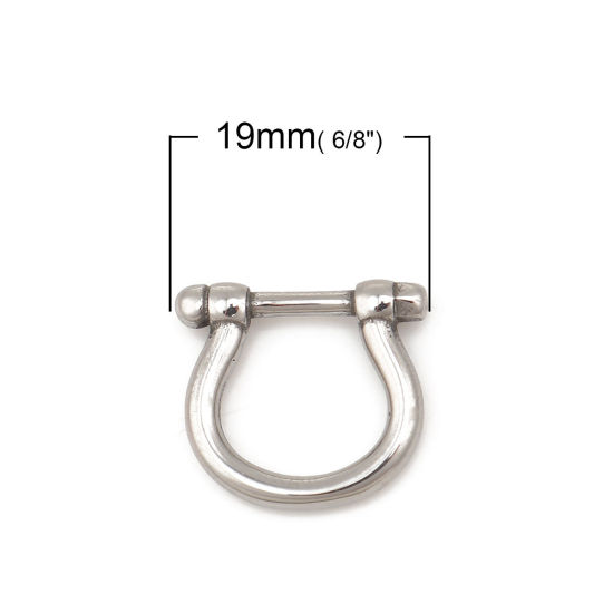 Picture of 316 Stainless Steel Casting Connectors Luck Horseshoe Silver Tone 19mm x 17mm, 1 Piece