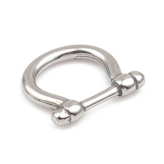 Picture of 316 Stainless Steel Casting Connectors Luck Horseshoe Silver Tone 19mm x 17mm, 1 Piece