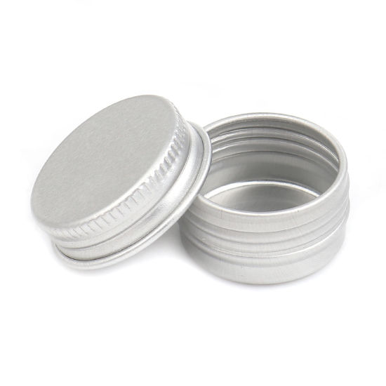 Picture of 5g Aluminum Cream Jar Container Empty Round Silver Tone 28mm(1 1/8") Dia., 6 PCs