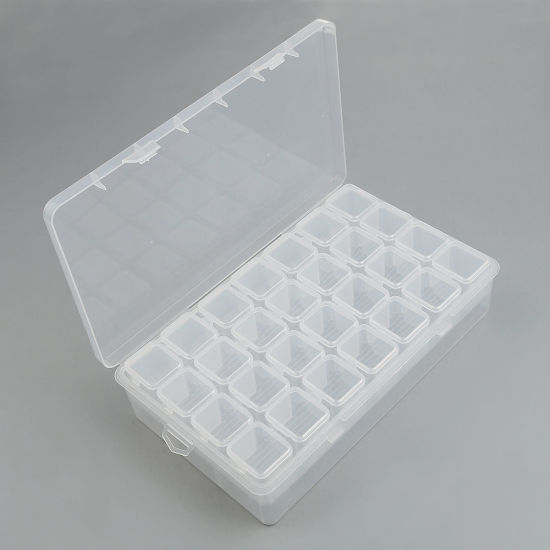 Picture of 28 Compartment PP Storage Containers Rectangle Transparent Clear 23cm(9") x 13.5cm(5 3/8"), 1 Set