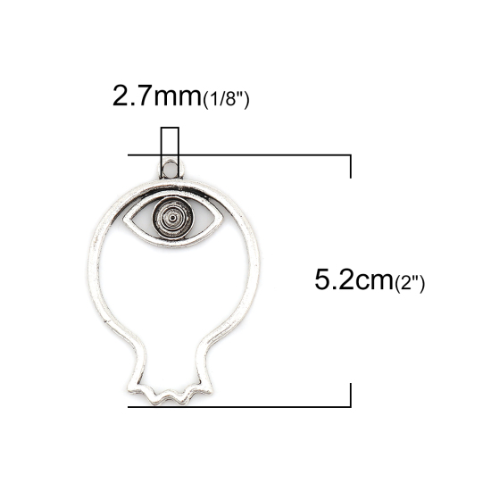 Immagine di Lega di Zinco Ciondoli Melagrana Argento Antico Malocchio 52mm x 36mm , 5 Pz
