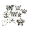 Picture of Zinc Based Alloy Charms Mixed Antique Silver Color Butterfly 24x22mm - 15x13mm, 1 Set ( 9 PCs/Set)