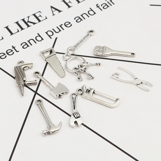 Imagen de Zamak Colgantes Charms Mixto Plata Antigua Herramientas 27x12mm - 24x6mm, 1 Juego ( 10 Unidades/Juego)