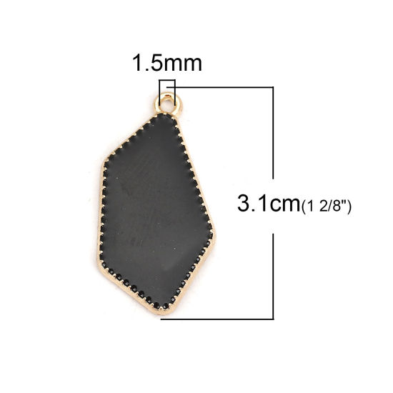 Imagen de Zamak Colgantes Polígono Chapado en Oro Negro Esmalte 31mm x 16mm, 10 Unidades