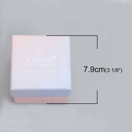 Picture of Paper & Velvet Jewelry Gift Boxes Square Light Blue & Light Pink 79mm(3 1/8") x 79mm(3 1/8") , 2 PCs