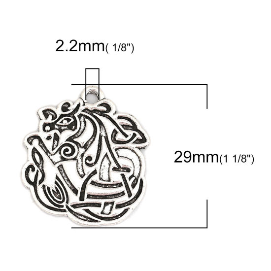 Bild von Zinklegierung Keltischer Knoten Charms Antiksilber 29mm x 26mm, 10 Stück