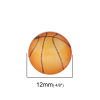 Picture of Glass Dome Seals Cabochon Round Flatback Orange Basketball Pattern 12mm( 4/8") Dia, 40 PCs