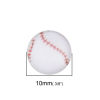 Picture of Glass Dome Seals Cabochon Round Flatback White Baseball Pattern 10mm( 3/8") Dia, 40 PCs