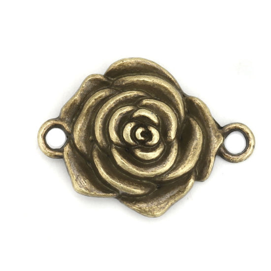 Picture of Zinc Based Alloy Connectors Rose Flower Antique Bronze 27mm x 20mm, 30 PCs
