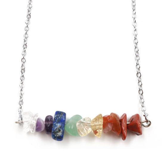 Изображение Полудрагоценный Камень Ожерелья ( Природный ) Разноцветный 45см длина, 1 ШТ