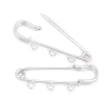 Picture of Iron Based Alloy Pin Brooches Findings Silver Tone W/ Loop 50mm(2") x 16mm( 5/8"), 10 PCs