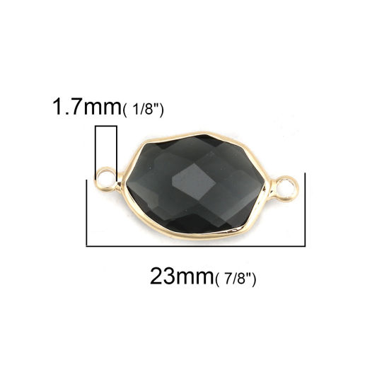 Picture of Brass & Glass Connectors Irregular Gold Plated Dark Gray Faceted 23mm x 12mm, 5 PCs                                                                                                                                                                           