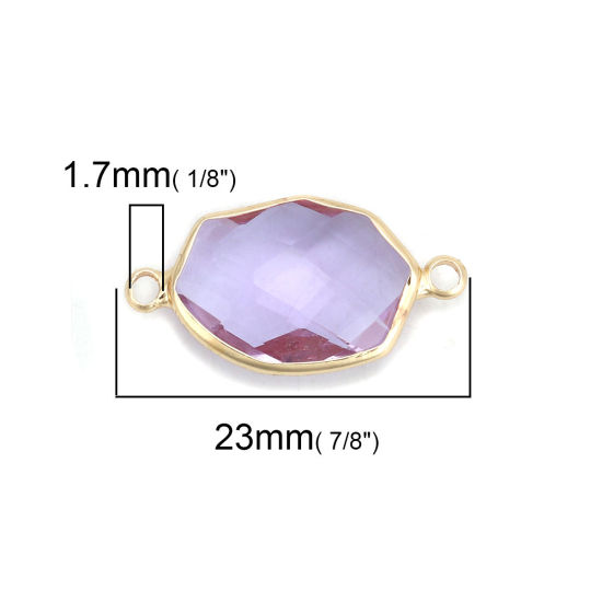 Picture of Brass & Glass Connectors Irregular Gold Plated Mauve Faceted 23mm x 12mm, 5 PCs                                                                                                                                                                               