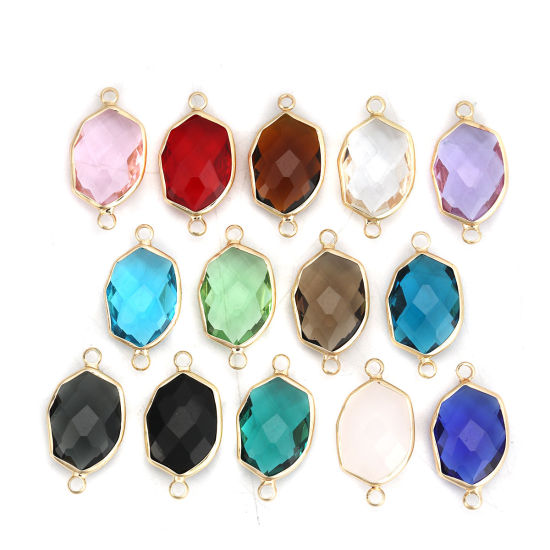 Picture of Brass & Glass Connectors Irregular Gold Plated Mauve Faceted 23mm x 12mm, 5 PCs                                                                                                                                                                               