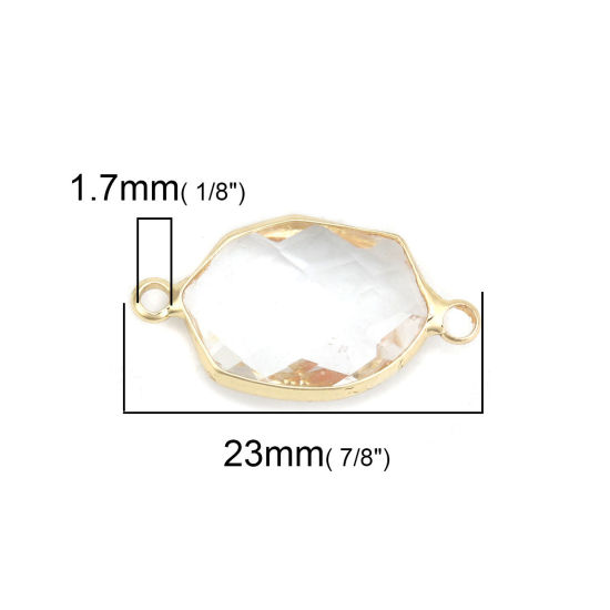 Picture of Brass & Glass Connectors Irregular Gold Plated Transparent Clear Faceted 23mm x 12mm, 5 PCs                                                                                                                                                                   