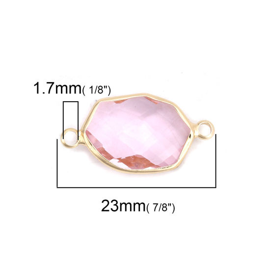 Picture of Brass & Glass Connectors Irregular Gold Plated Light Pink Faceted 23mm x 12mm, 5 PCs                                                                                                                                                                          