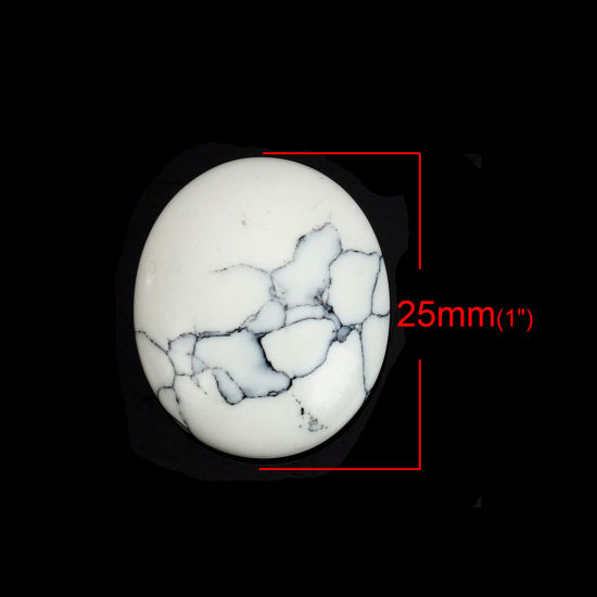 Изображение Белый Говлит ( Синтетический ) Газоплотный Кабошон Овальные Белый 25мм x 21мм, 10 ШТ