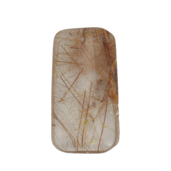 Picture of Crystal ( Natural ) Pendants Rectangle Coffee 33mm x 18mm, 1 Piece