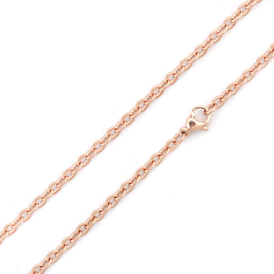 Picture of 1 Piece Vacuum Plating 304 Stainless Steel Link Cable Chain Necklace For DIY Jewelry Making Rose Gold 60cm(23 5/8") long, Chain Size: 4x3mm