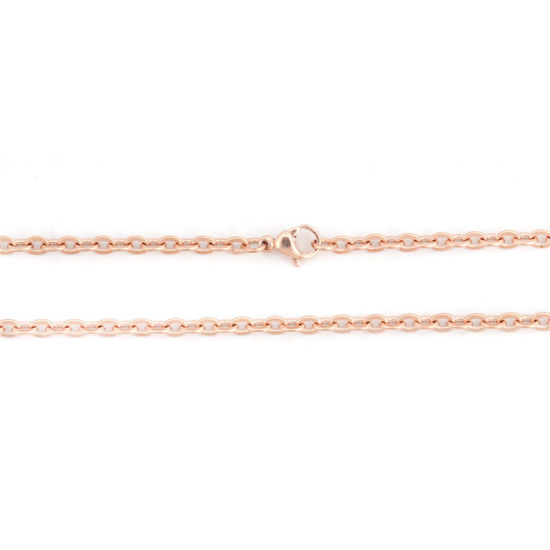 Picture of 1 Piece Vacuum Plating 304 Stainless Steel Link Cable Chain Necklace For DIY Jewelry Making Rose Gold 60cm(23 5/8") long, Chain Size: 4x3mm