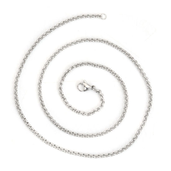 Picture of 304 Stainless Steel Rolo Chain Necklace Silver Tone 50cm(19 5/8") long, Chain Size: 2.6mm Dia., 1 Piece