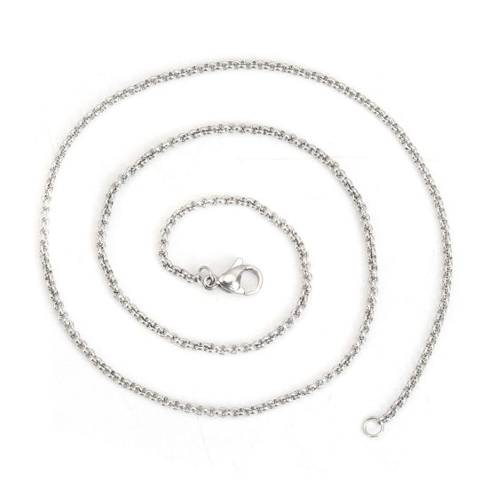 Picture of 304 Stainless Steel Rolo Chain Necklace Silver Tone 45.5cm(17 7/8") long, Chain Size: 2mm Dia., 1 Piece