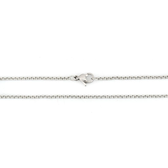 Picture of 304 Stainless Steel Rolo Chain Necklace Silver Tone 45.5cm(17 7/8") long, Chain Size: 2mm Dia., 1 Piece