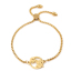 Immagine di 304 Acciaio Inossidabile Slider Regolabile Bolo Bracciale / Presentazione Oro Placcato Tondo Gufo 26.3cm - 25.3cm Lunghezza, 1 Pz