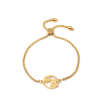 Picture of 304 Stainless Steel Adjustable Slider/ Slide Bolo Bracelets Gold Plated Round Owl 26.3cm(10 3/8") - 25.3cm(10") long, 50 PCs