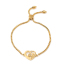 Imagen de 304 Acero Inoxidable Ajustable Slider/ Slide Pulsera Chapado en Oro Corazón " Amor " Transparente Rhinestone 26.3cm - 25.3cm longitud, 1 Unidad