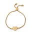 Picture of 304 Stainless Steel Adjustable Slider/ Slide Bolo Bracelets Gold Plated Heart Clear Rhinestone 26.3cm(10 3/8") long - 25.3cm(10") long, 1 Piece