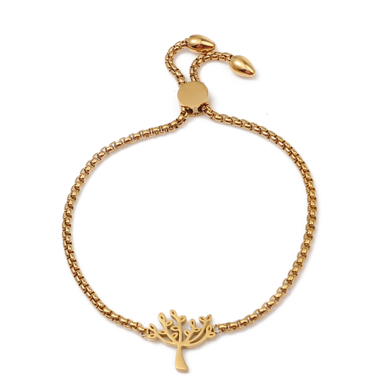 Imagen de 304 Acero Inoxidable Ajustable Slider/ Slide Pulsera Chapado en Oro Ramo 25.3cm - 24.3cm longitud, 50 Unidades