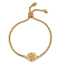 Immagine di 304 Acciaio Inossidabile Slider Regolabile Bolo Bracciale / Presentazione Oro Placcato Fiore 26.3cm - 25.3cm Lunghezza, 1 Pz