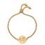 Picture of 304 Stainless Steel Adjustable Slider/ Slide Bolo Bracelets Gold Plated Round Flower Message " Love You " 26.3cm(10 3/8") long - 25.3cm(10") long, 1 Piece