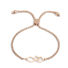 Imagen de 304 Acero Inoxidable Ajustable Slider/ Slide Pulsera Oro Rosa Símbolo del infinito Corazón 26.3cm - 25.3cm longitud, 1 Unidad