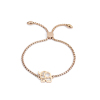 Imagen de 304 Acero Inoxidable Ajustable Slider/ Slide Pulsera Oro Rosa Elefante Transparente Rhinestone 25.3cm - 24.3cm longitud, 1 Unidad