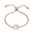 Picture of 304 Stainless Steel Adjustable Slider/ Slide Bolo Bracelets Rose Gold Clock Clear Rhinestone 26.3cm(10 3/8") long - 25.3cm(10") long, 1 Piece