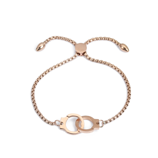 Bild von 304 Edelstahl Einstellbares Slider/ Slide Armband Schieberarmband Rosegold Schelle 26.3cm - 25.3cm lang, 50 Strange