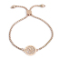 Immagine di 304 Acciaio Inossidabile Slider Regolabile Bolo Bracciale / Presentazione Oro Rosa Tondo Fiore 26.3cm - 25.3cm Lunghezza, 1 Pz